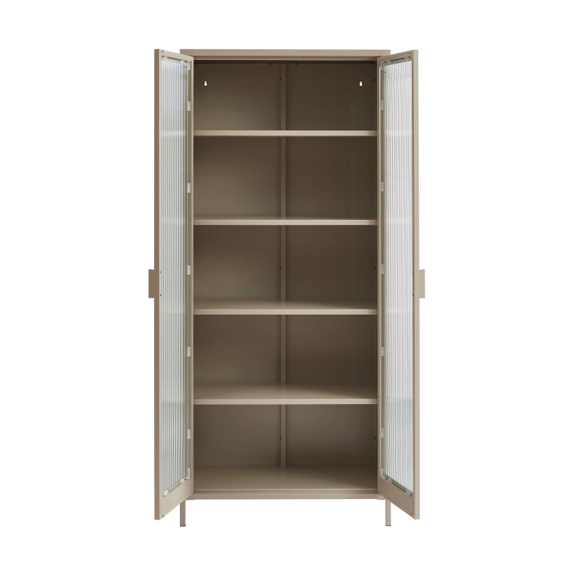 Credenza PANTONE in vetro scanalato e metallo color talpa h180cm