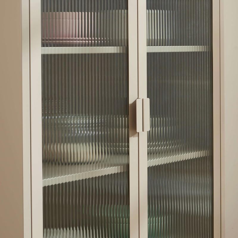 Credenza PANTONE in vetro scanalato e metallo color talpa h180cm