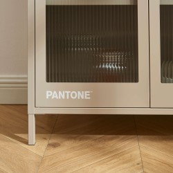 Credenza PANTONE in vetro scanalato e metallo color talpa h180cm