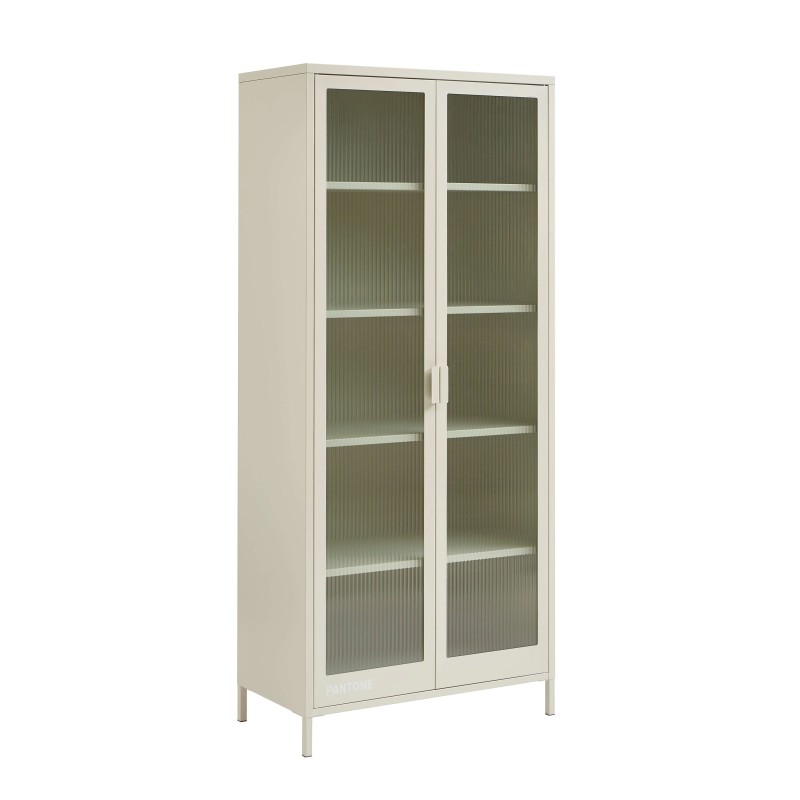 Credenza PANTONE in vetro scanalato e metallo beige sabbia h180cm