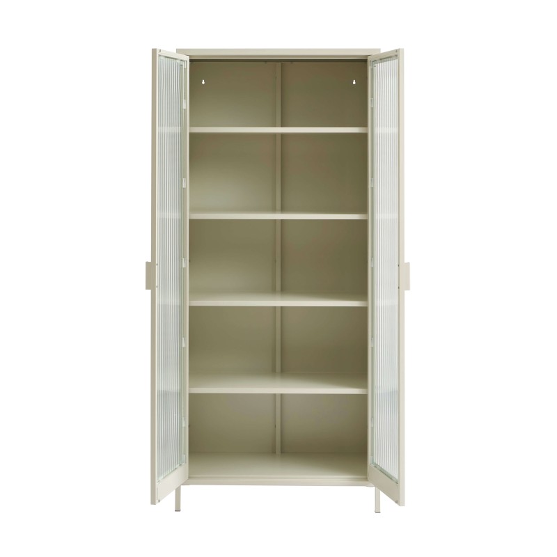 Credenza PANTONE in vetro scanalato e metallo beige sabbia h180cm