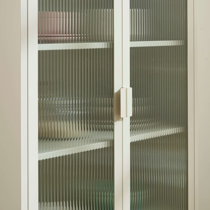 Credenza PANTONE in vetro scanalato e metallo beige sabbia h180cm