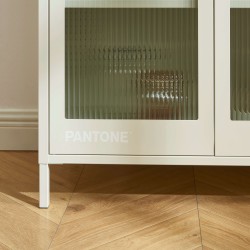 Credenza PANTONE in vetro scanalato e metallo beige sabbia h180cm