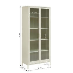 Credenza PANTONE in vetro scanalato e metallo beige sabbia h180cm