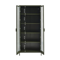 Credenza PANTONE in vetro scanalato e metallo verde oliva h180cm