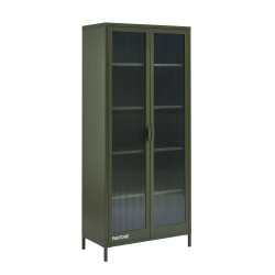 Credenza PANTONE in vetro scanalato e metallo verde oliva h180cm