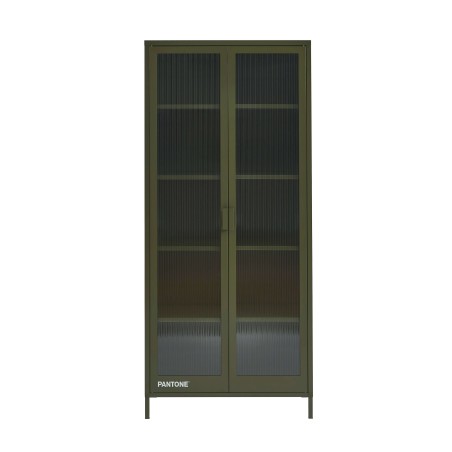 Vaisselier PANTONE en verre cannelé et métal vert olive h180cm