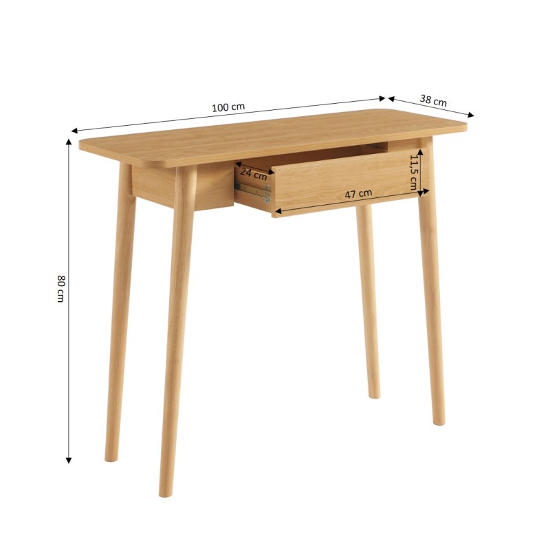 Konsole SOLENN in Eiche-Optik, 1 Schublade, 100 cm