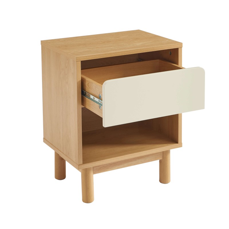 Table de chevet THALIA effet chêne et tiroir beige