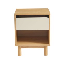 Table de chevet THALIA effet chêne et tiroir beige
