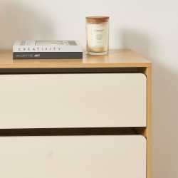 Kommode THALIA 3 Schubladen beige und Eiche-Optik 90 cm