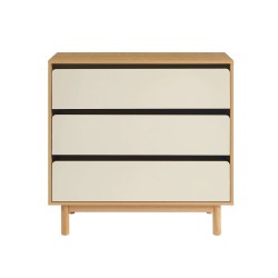 Kommode THALIA 3 Schubladen beige und Eiche-Optik 90 cm