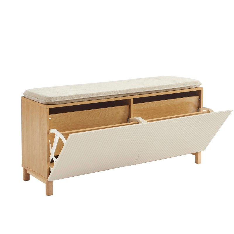 Panca porta scarpe ORCA effetto rovere e ante beige