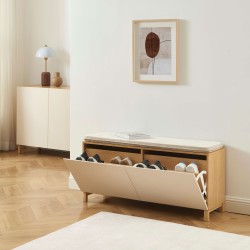 Panca porta scarpe ORCA effetto rovere e ante beige