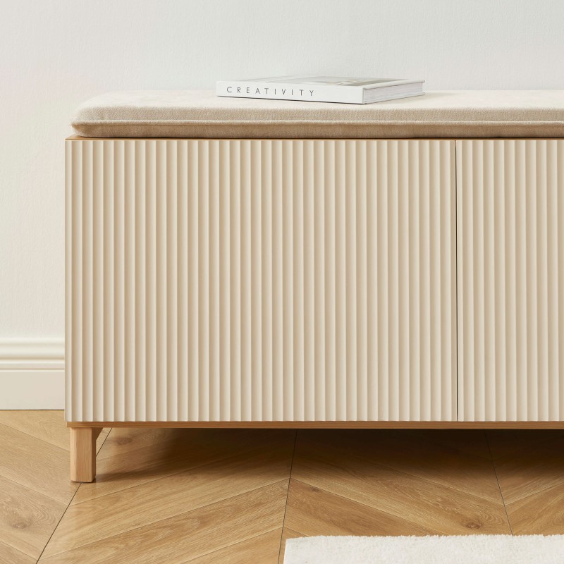 Panca porta scarpe ORCA effetto rovere e ante beige