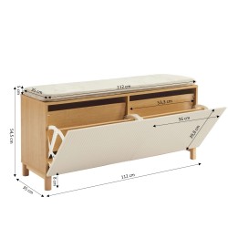 Panca porta scarpe ORCA effetto rovere e ante beige