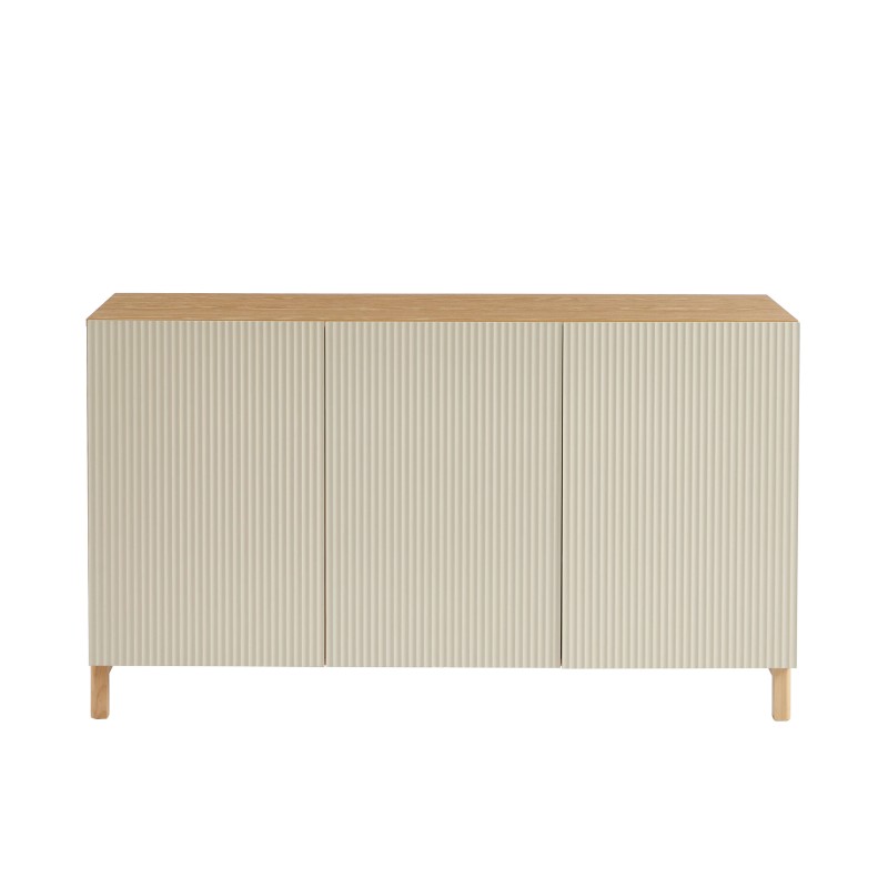 Buffet ORCA effet chêne 3 portes beiges 140 cm