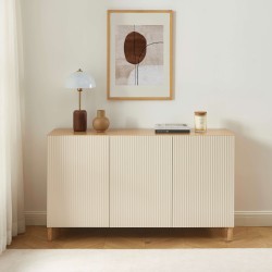 Buffet ORCA effet chêne 3 portes beiges 140 cm