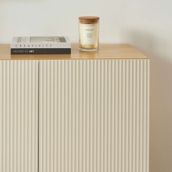 Buffet ORCA effet chêne 3 portes beiges 140 cm