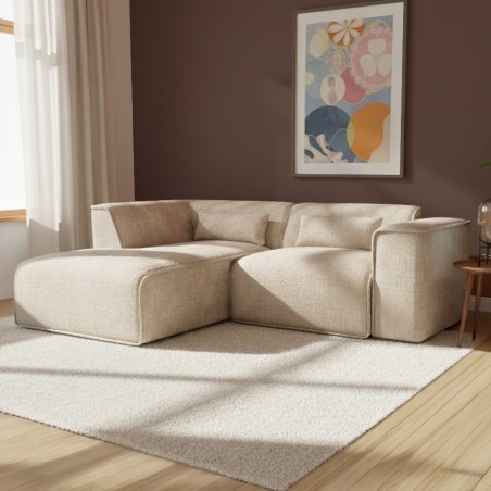 Festes Ecksofa NUNA mit 4 Sitzplätzen, taupefarbener Stoff