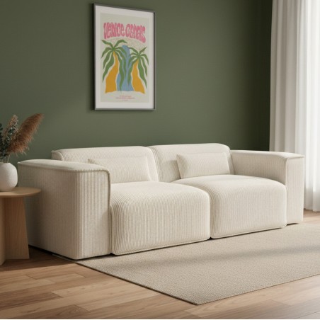 Gerades Sofa NUNA 3-Sitzer aus beigem Cord