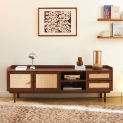 Mobile TV LEON in noce e rattan 180 cm