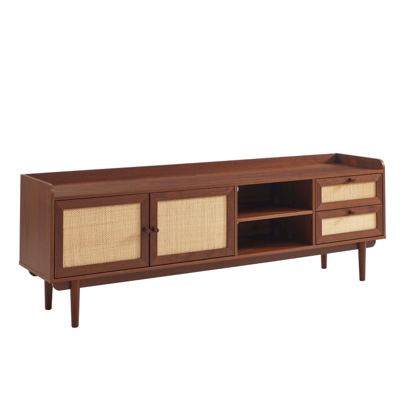 Mobile TV LEON in noce e rattan 180 cm