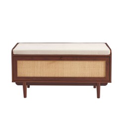 Banc à chaussures LEON noyer et cannage