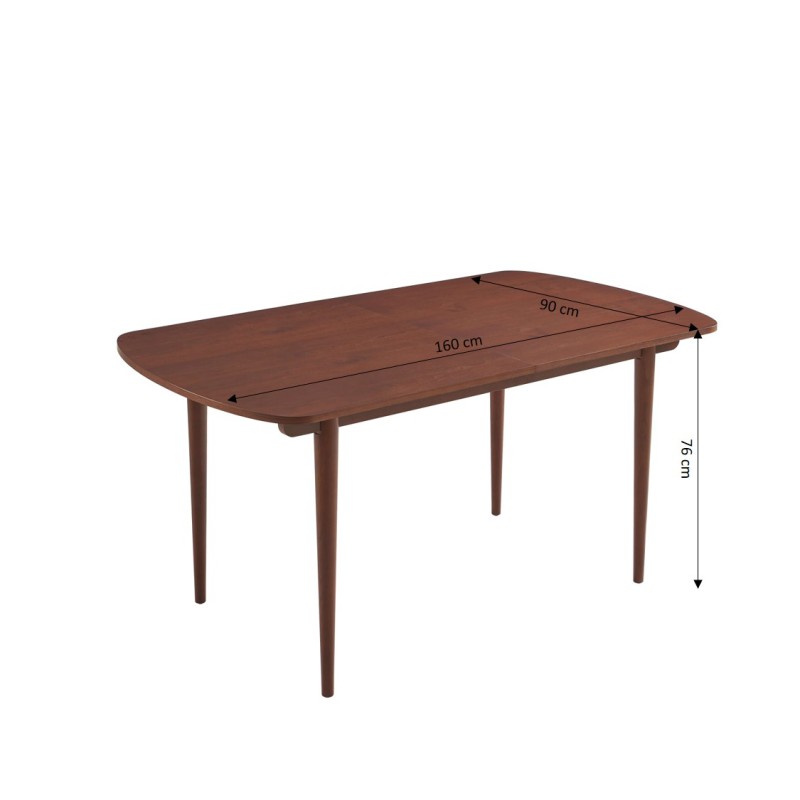 Table extensible LEON noyer 160 à 200cm