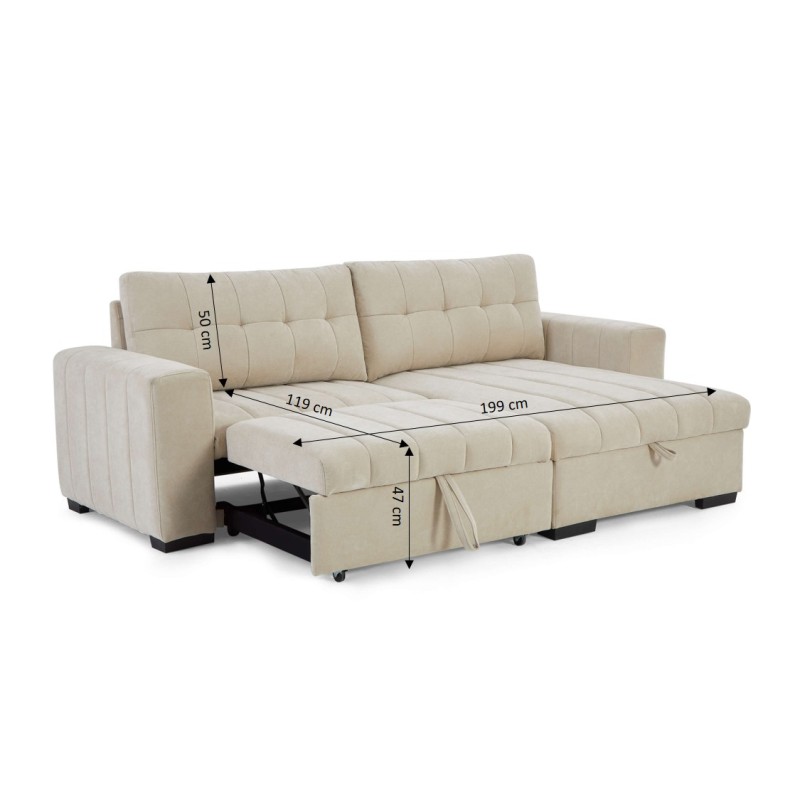 Canapé d'angle convertible réversible ARISTA 4 places tissu beige