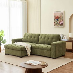 Canapé d'angle convertible réversible ARISTA 4 places tissu vert