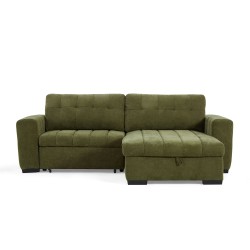 Canapé d'angle convertible réversible ARISTA 4 places tissu vert