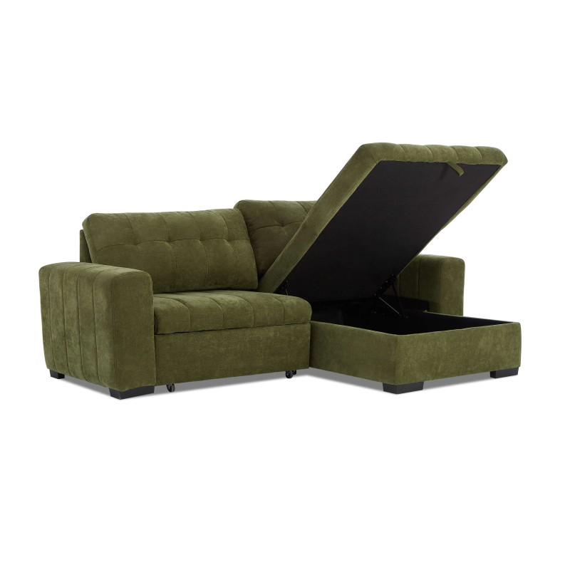 Canapé d'angle convertible réversible ARISTA 4 places tissu vert