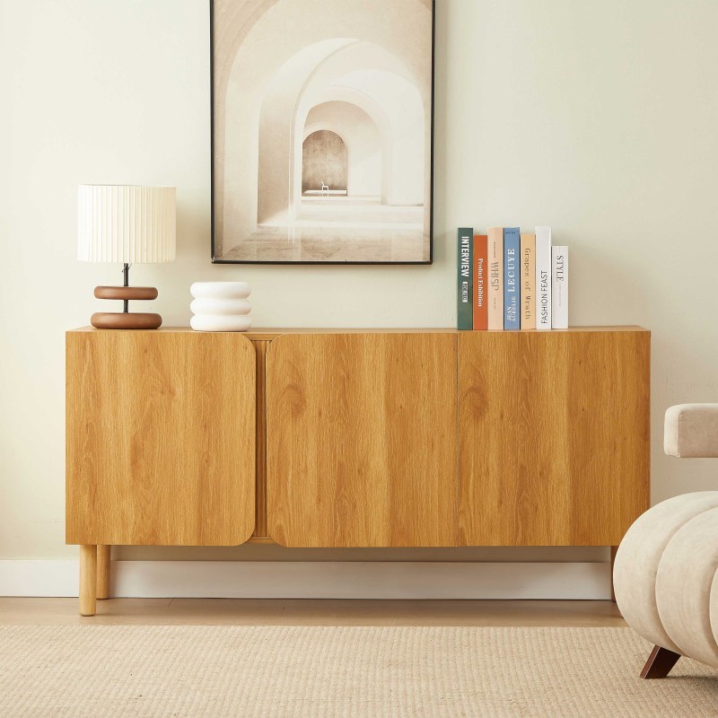 Buffet BRAGA effet chêne 3 portes 150cm