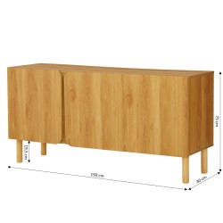 Buffet BRAGA effet chêne 3 portes 150cm