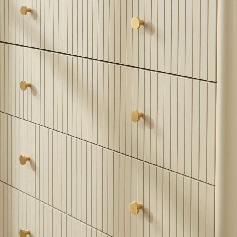 Commode CLEO laqué beige 5 tiroirs 90cm