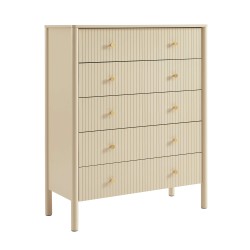 Commode CLEO laqué beige 5 tiroirs 90cm