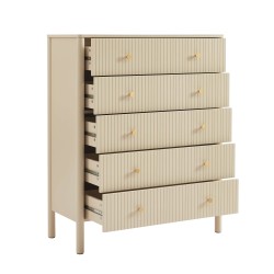 Commode CLEO laqué beige 5 tiroirs 90cm