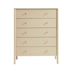 Commode CLEO laqué beige 5 tiroirs 90cm