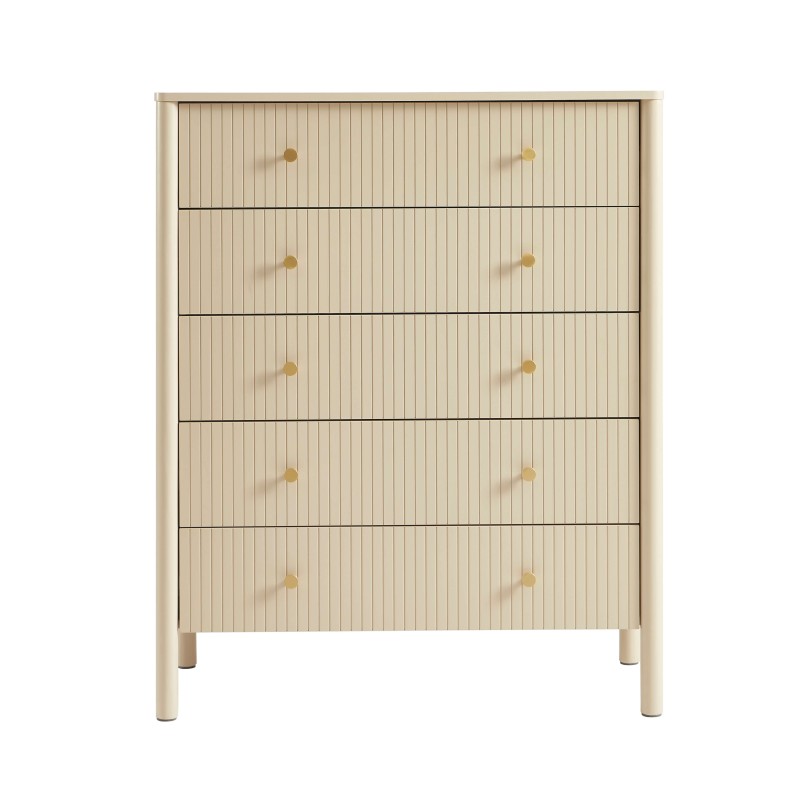 Commode CLEO laqué beige 5 tiroirs 90cm
