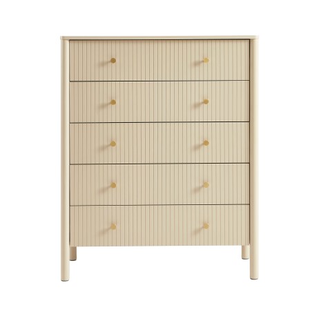 Commode CLEO laqué beige 5 tiroirs 90cm