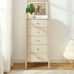Chiffonnier CLEO laqué 5 tiroirs beige 55cm