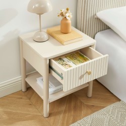 Table de chevet CLEO laqué beige