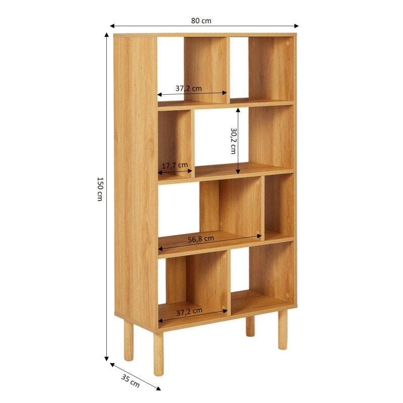 Bibliothèque EVORA effet chêne80x150 cm