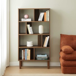 Bibliothèque EVORA effet noyer 80x150cm