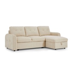 Canapé d'angle convertible et réversible IMPA 4 places tissu chenille beige