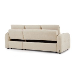 Canapé d'angle convertible et réversible IMPA 4 places tissu chenille beige