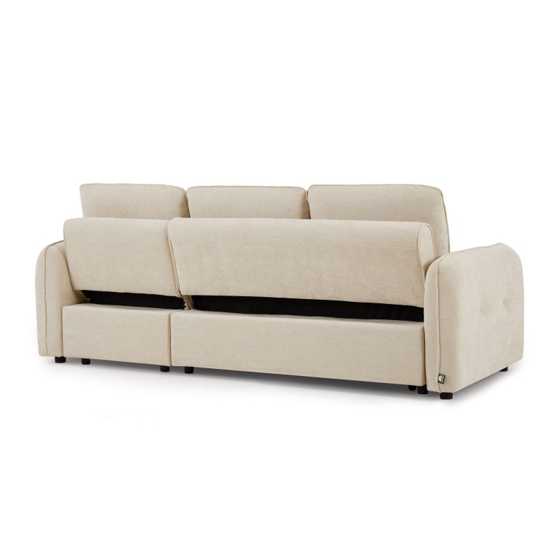 Canapé d'angle convertible et réversible IMPA 4 places tissu chenille beige