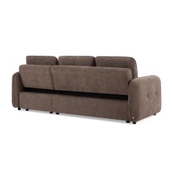 Canapé d'angle convertible et réversible IMPA 4 places tissu chenille marron