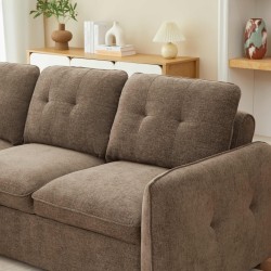 Canapé d'angle convertible et réversible IMPA 4 places tissu chenille marron